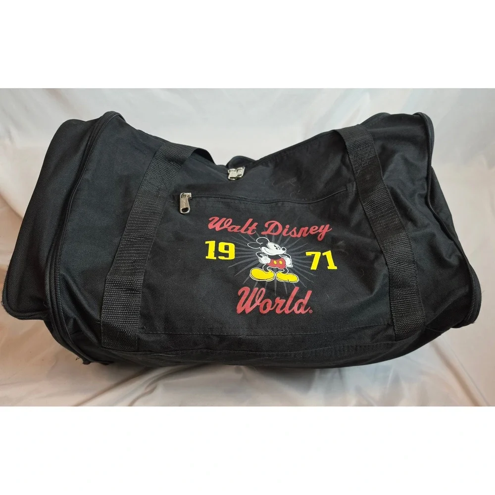 Disney Parks Walt Disney World 1971 Mickey Mouse Duffel Bag Black Travel Gym Bag